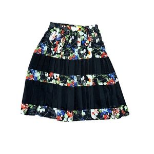 Banana Republic Floral Colorblock Pleated Midi A-Line Skirt